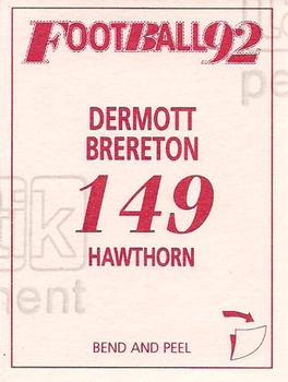 1992 Select AFL Stickers #149 Dermott Brereton Back